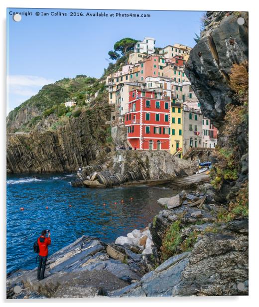 Taking Pictures of Riomaggiore Acrylic by Ian Collins