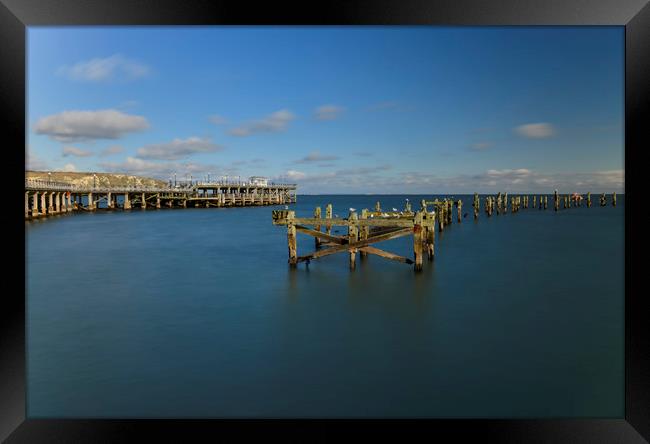 Swanage pier Dorset  Framed Print by Shaun Jacobs