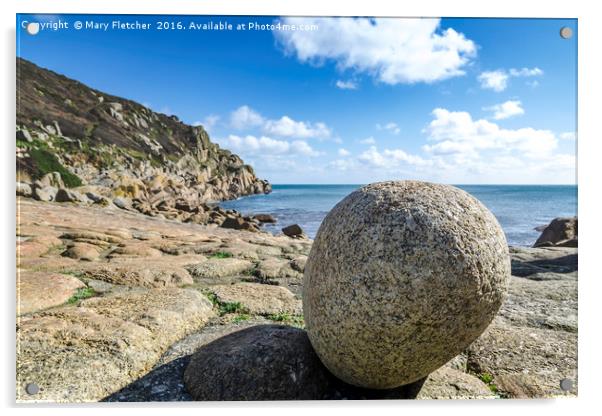 Rock Ball on the Beach Acrylic by Mary Fletcher