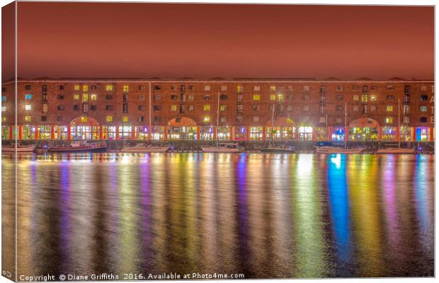 Royal Albert Dock Reflections Canvas Print by Diane Griffiths