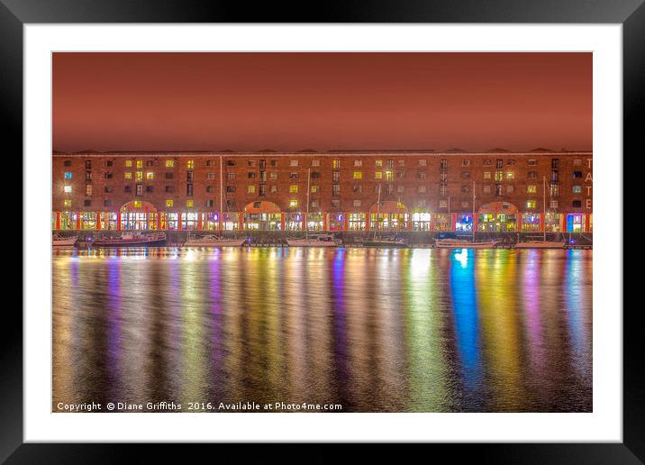 Royal Albert Dock Reflections Framed Mounted Print by Diane Griffiths