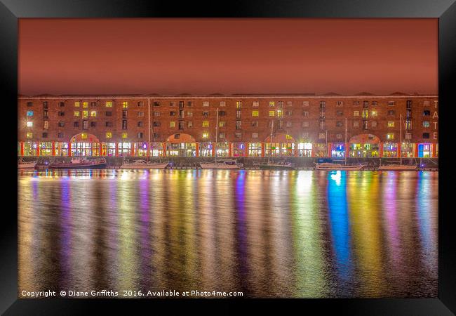 Royal Albert Dock Reflections Framed Print by Diane Griffiths