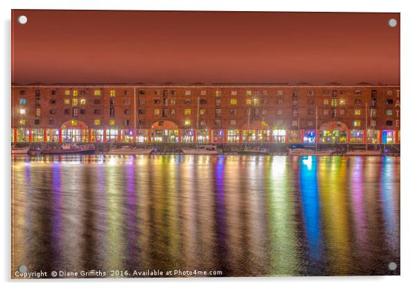 Royal Albert Dock Reflections Acrylic by Diane Griffiths