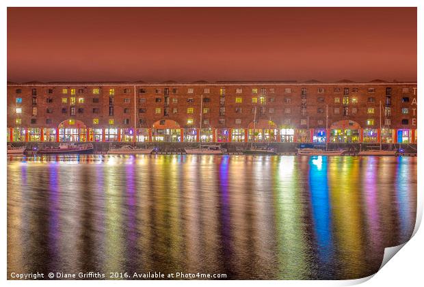 Royal Albert Dock Reflections Print by Diane Griffiths