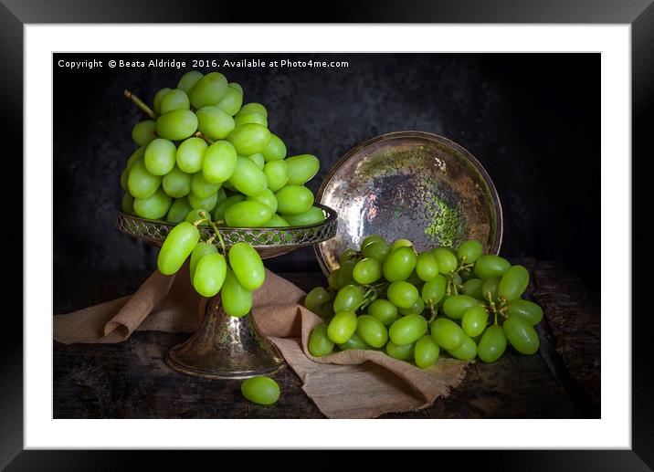 Vintage green grapes Framed Mounted Print by Beata Aldridge