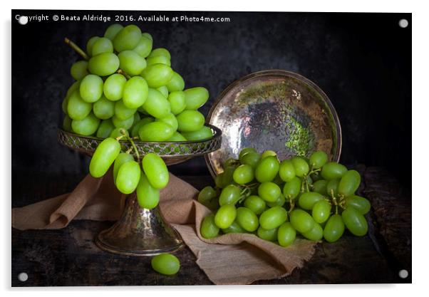 Vintage green grapes Acrylic by Beata Aldridge