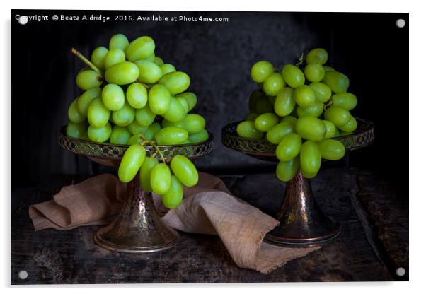 Vintage green grapes Acrylic by Beata Aldridge