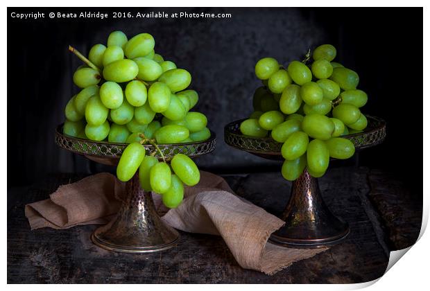 Vintage green grapes Print by Beata Aldridge