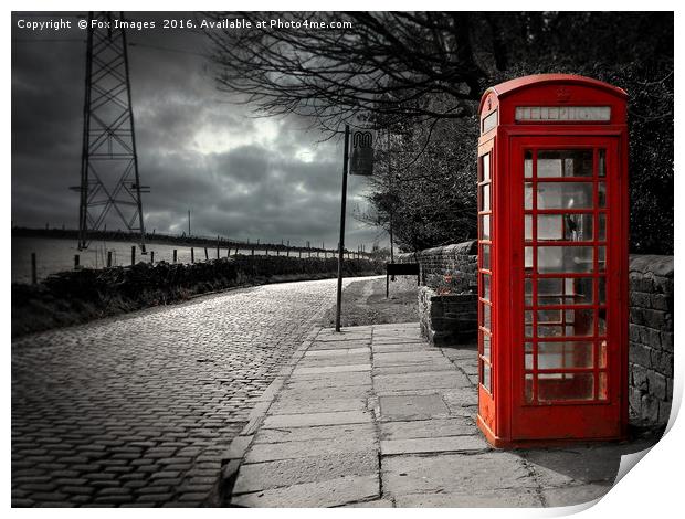 red phone box Print by Derrick Fox Lomax