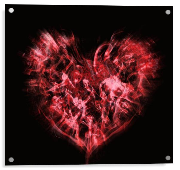 heart read of smoke  for Valentine's day   Acrylic by Guido Parmiggiani