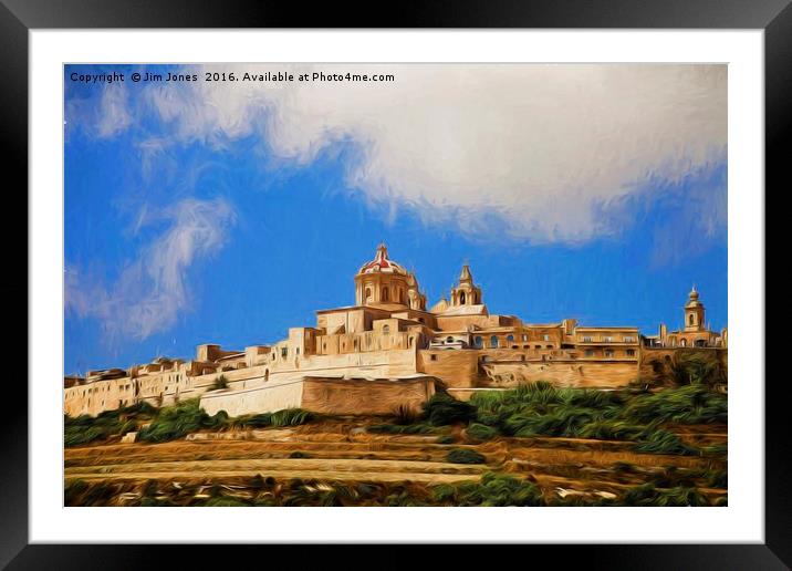 Mdina The Silent City with artistic filter Framed Mounted Print by Jim Jones