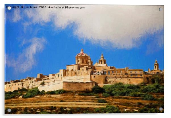 Mdina The Silent City with artistic filter Acrylic by Jim Jones