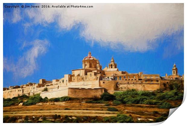 Mdina The Silent City with artistic filter Print by Jim Jones