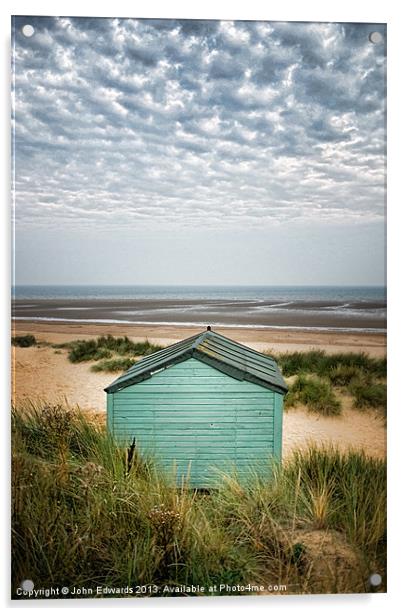 Beach hut, Old Hunstanton, Norfolk Acrylic by John Edwards