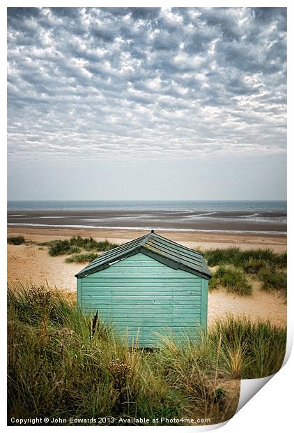Beach hut, Old Hunstanton, Norfolk Print by John Edwards