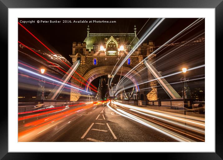Light Trails, Colour. Framed Mounted Print by Peter Bunker
