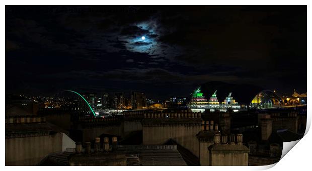 Newcastle Tyne bridge in moonlight  Print by mark dodd