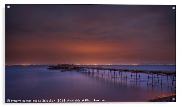 Sunset by the sea Acrylic by Agnieszka Grzeskow
