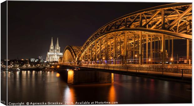 Bridge in Cologne Canvas Print by Agnieszka Grzeskow