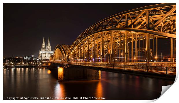 Bridge in Cologne Print by Agnieszka Grzeskow