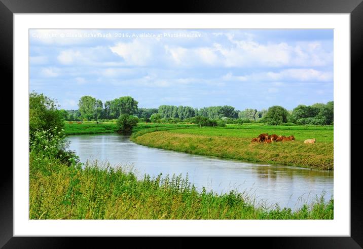 Quiet River Framed Mounted Print by Gisela Scheffbuch