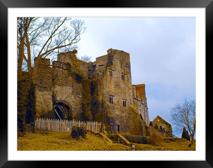 hay on wye castle Framed Mounted Print by paul ratcliffe