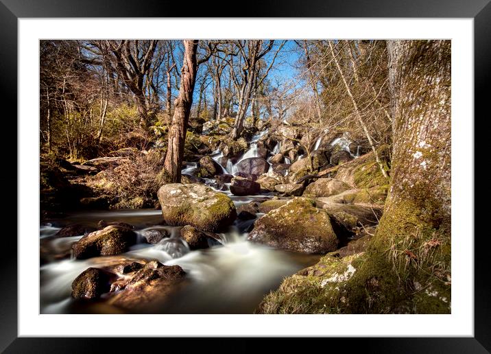 Becky Falls in Spring Framed Mounted Print by David Hare