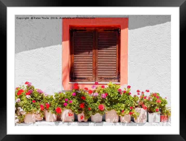 Cretan window dressing. Framed Mounted Print by Peter Towle