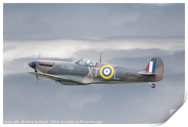 Supermarine Spitfire Above The Clouds Print by Steve de Roeck