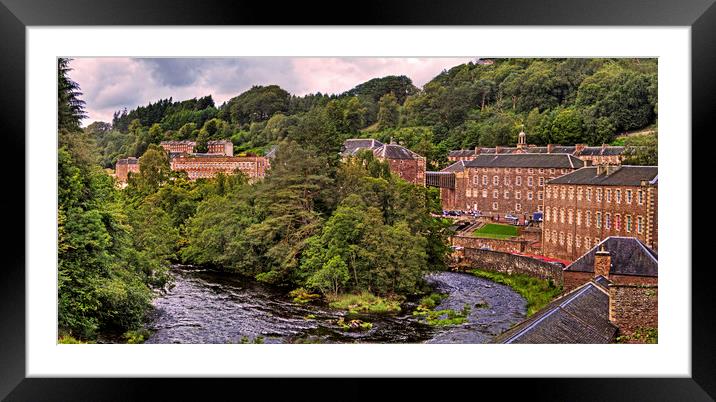 New Lanark Panoramic Framed Mounted Print by David McCulloch