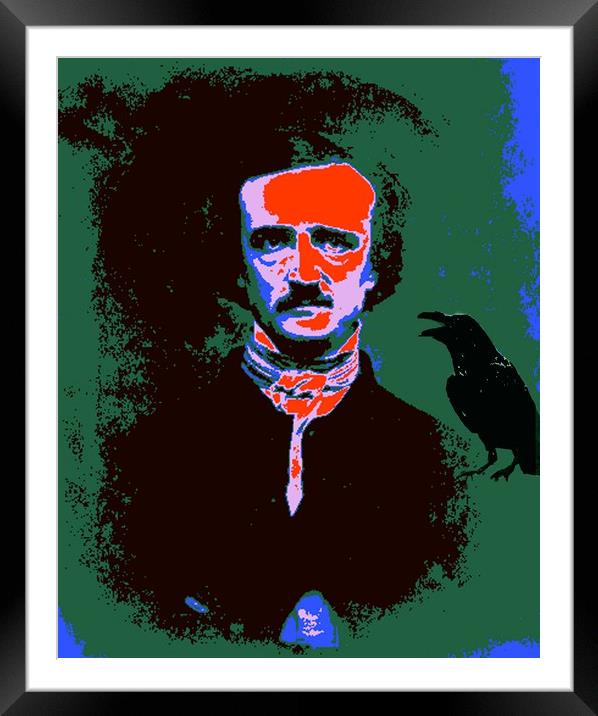 Edgar Allan Poe Pop Art 1 Framed Mounted Print by Matthew Lacey