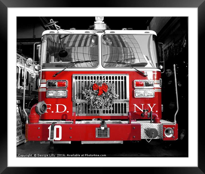 NYC Fire Engine Framed Mounted Print by Georgie Lilly