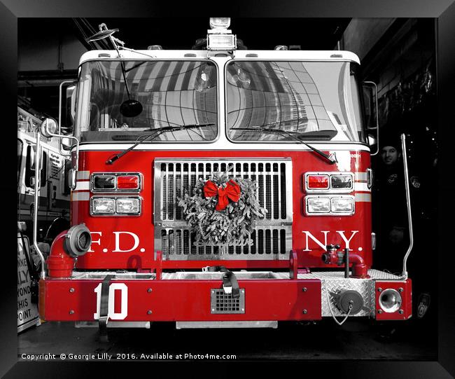 NYC Fire Engine Framed Print by Georgie Lilly