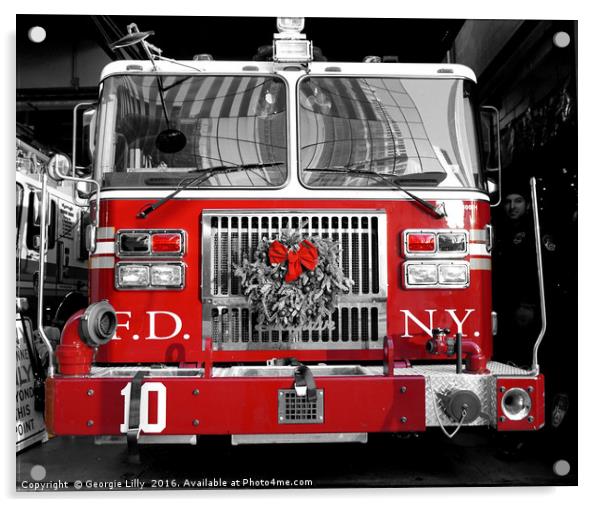 NYC Fire Engine Acrylic by Georgie Lilly