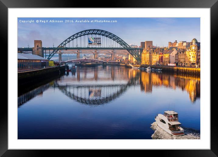 Newcastle Three Bridges Over The Tyne Framed Mounted Print by Reg K Atkinson
