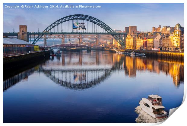 Newcastle Three Bridges Over The Tyne Print by Reg K Atkinson