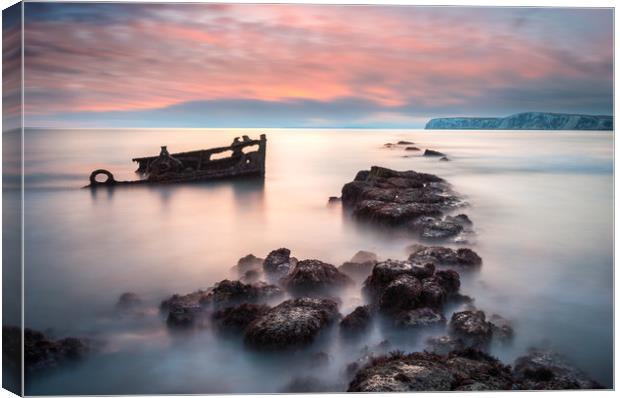 Wreck Sunset Canvas Print by Barry Maytum