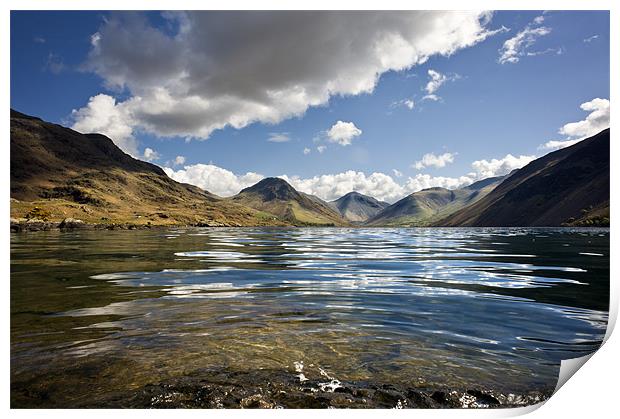 Looking along Wast Water in the Lake District Print by Stephen Mole