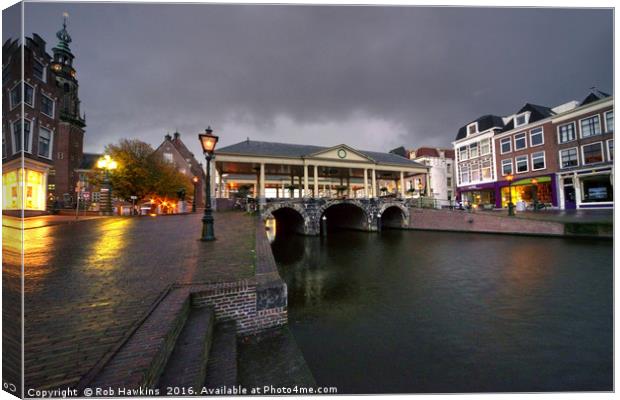 Leiden canal bridge  Canvas Print by Rob Hawkins