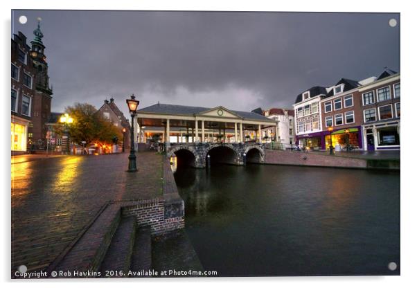 Leiden canal bridge  Acrylic by Rob Hawkins