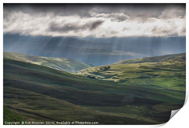 Rain over the Dales Print by Rob Mcewen