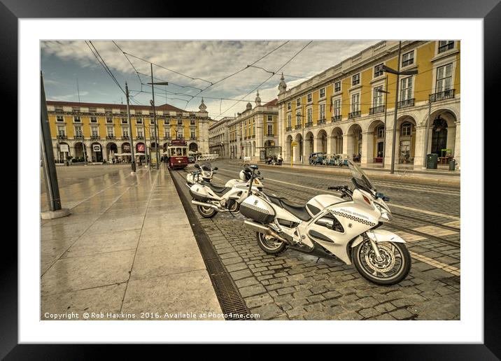 Lisbon Police Bikes  Framed Mounted Print by Rob Hawkins