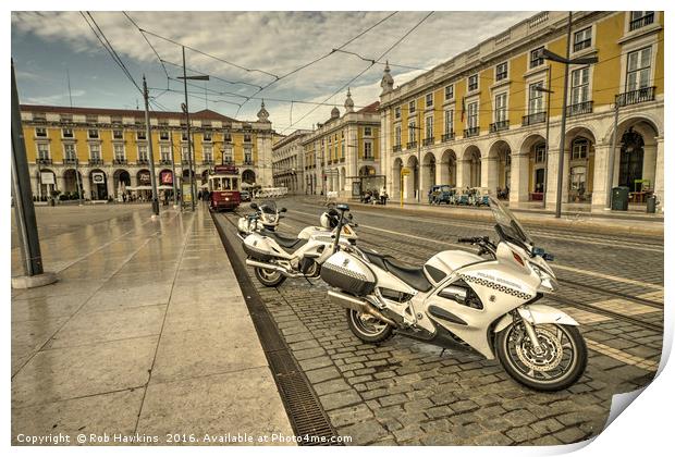 Lisbon Police Bikes  Print by Rob Hawkins