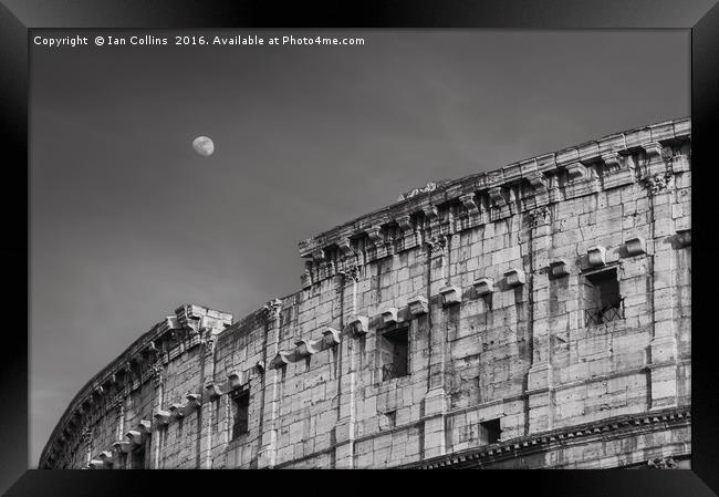 The Moon and the Colosseum  Framed Print by Ian Collins