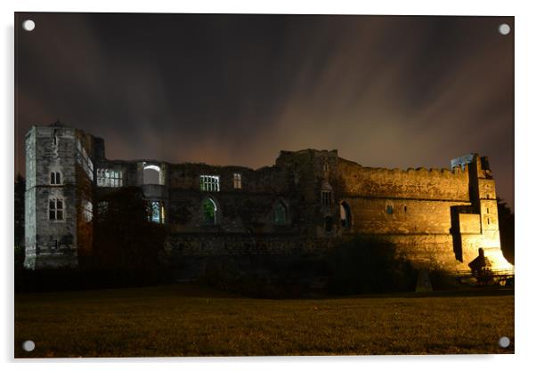 Newark Castle backlit at night Acrylic by Paul Phillips