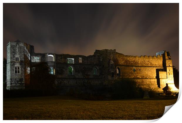 Newark Castle backlit at night Print by Paul Phillips