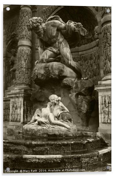 Medici Fountain, sepia version Acrylic by Mary Rath
