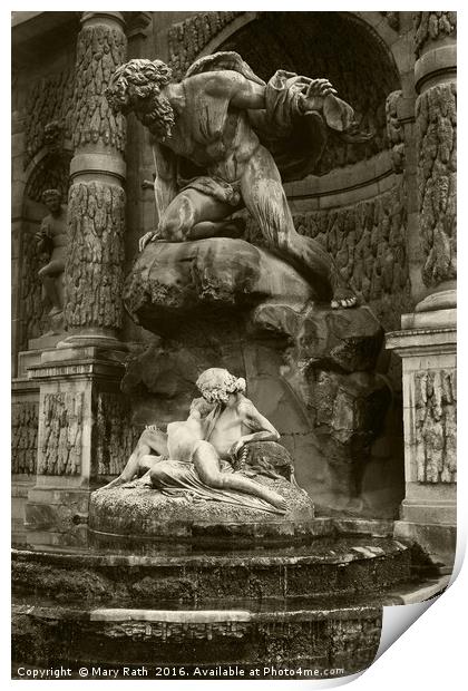 Medici Fountain, sepia version Print by Mary Rath