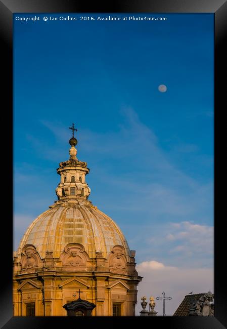 Chiesa dei Santi Luca e Martina and the Moon, Rome Framed Print by Ian Collins