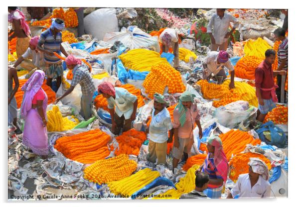 Kolkata Flower Market Acrylic by Carole-Anne Fooks